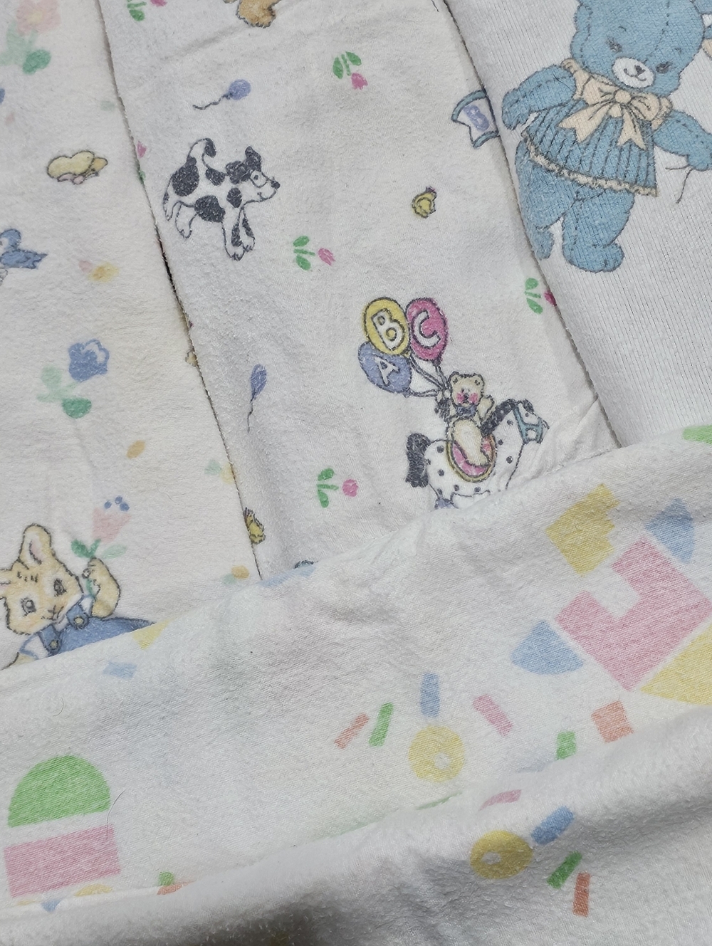Vintage 80s 90s Hospital Style Cotton Flannel Receiving Blankets Retro VTG Lot